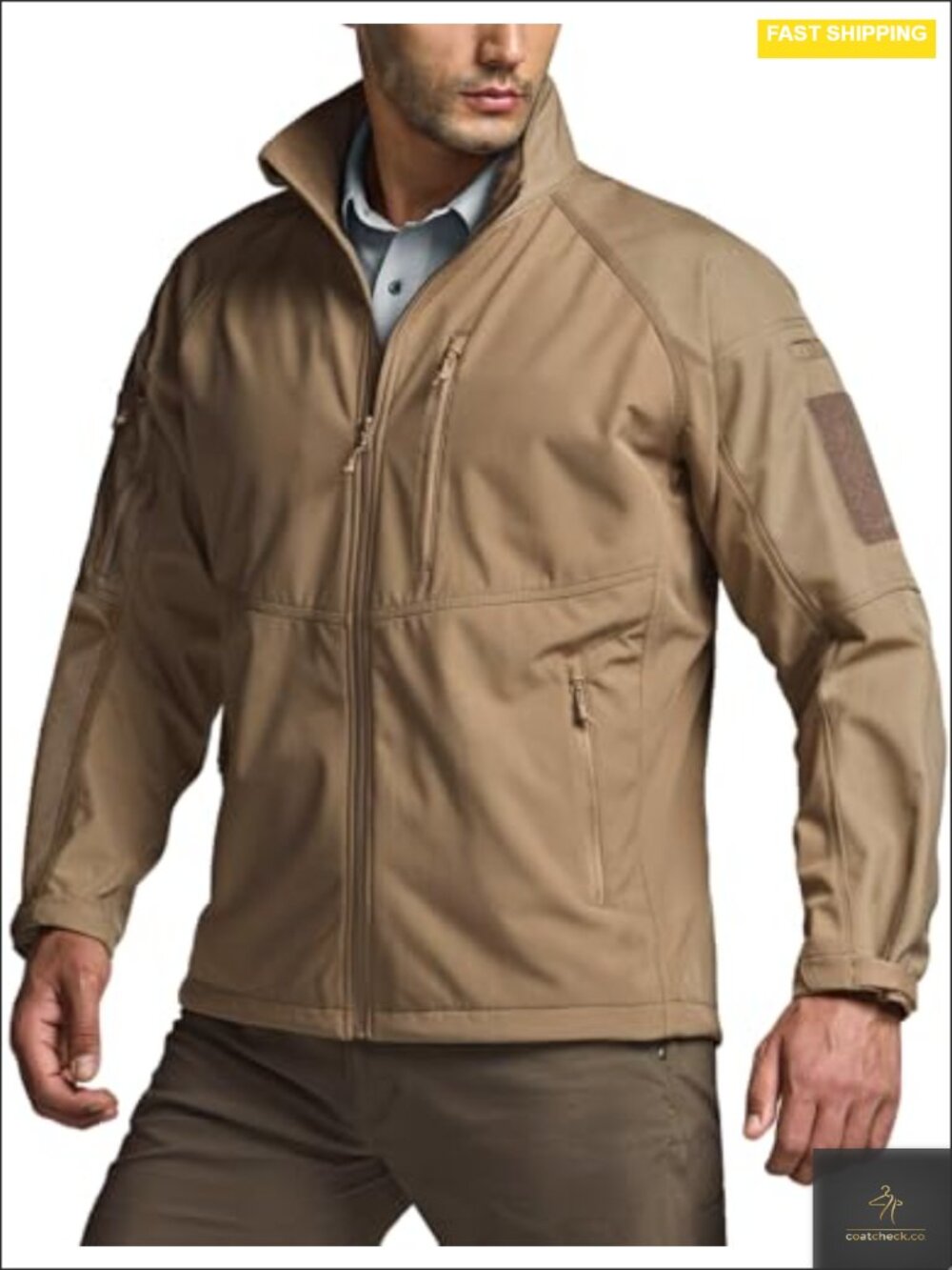 Men's Tactical Softshell Jacket Fleece Lined Water Resistant Hiking Rain